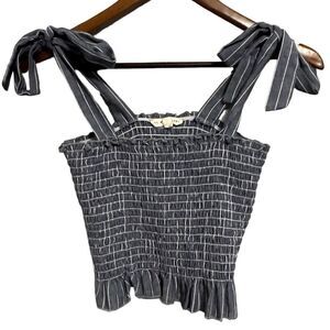 Women's Pacsun LA Hearts Chambray Striped Top with Tie Straps